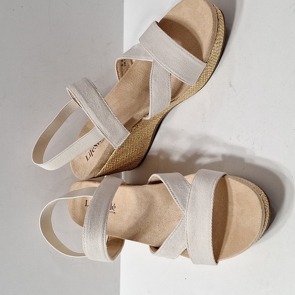 Life Stride NEW Soft System Danita Cream Platform Wedge Comfort Sandal Size 9 - Picture 3 of 10